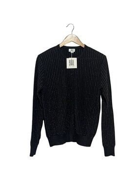 YAL NY Black Knit Cardigan Sweater Lurex Shimmer NWT Large